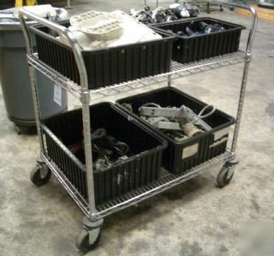 Metro adjustable 2-shelf open wire utility cart
