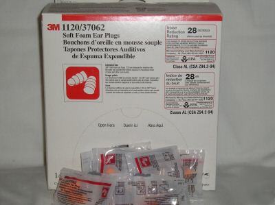 3M 1120 soft earplugs nrr 28DB - 200 pair ear plugs 