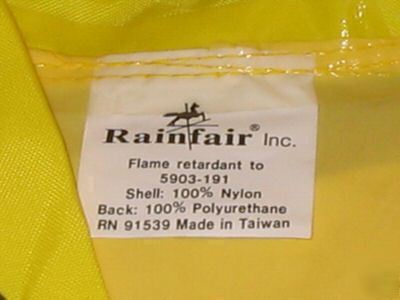 New lacrosse rainfair flame retardent jacket & hood xl