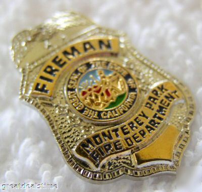 Monterey park,ca~fire dept.mini eagle fireman badge,