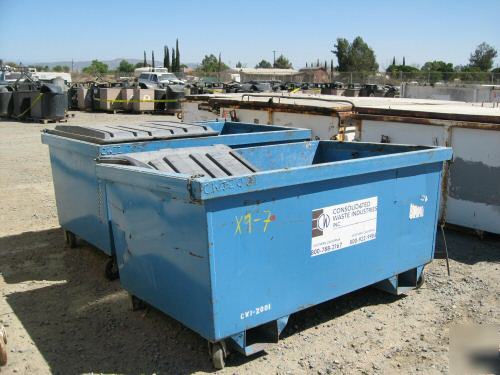 2.8 cubic yard refuse trash container bin rollers 