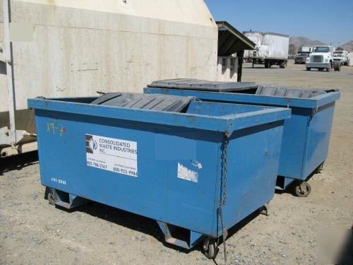2.8 cubic yard refuse trash container bin rollers 
