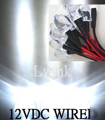20P 12VDC pre-wired 10MM 140KMCD white led car bike diy
