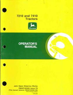 John deere operators manual for 7210 7410 tractors good