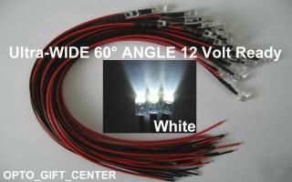 New 30PCS 12V wired 5MM white led wide viewing f/ship