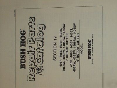 Bush hog 405 1405 406 1406 rotary cutter parts manual