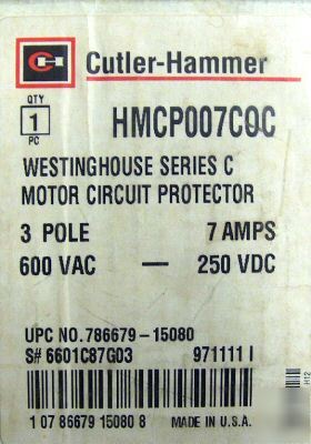 Cutler-hammer circuit breaker HMCP007COC 3 poles 7A