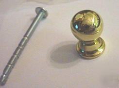 Knobs: brass, fine cabinet/drawer, w/screws, box 25 pcs