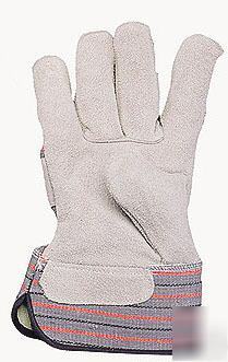Lot of 11PC economy leather palm industrial work gloves