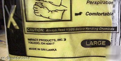 1 lot of 8, impact #8448 flock-lined latex gloves, lrg