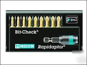 Wera bit-check extra hard 10 piece assorted + adaptor 